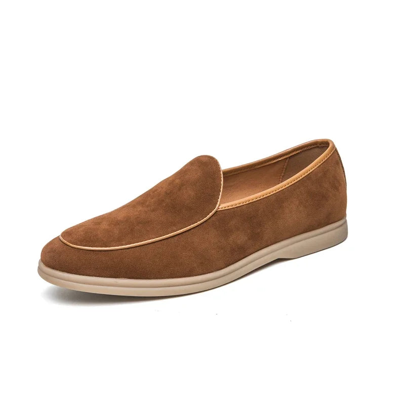 brown styled suede loafer