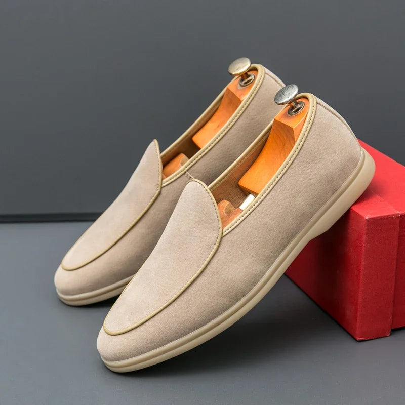 stylish suede loafer khaki